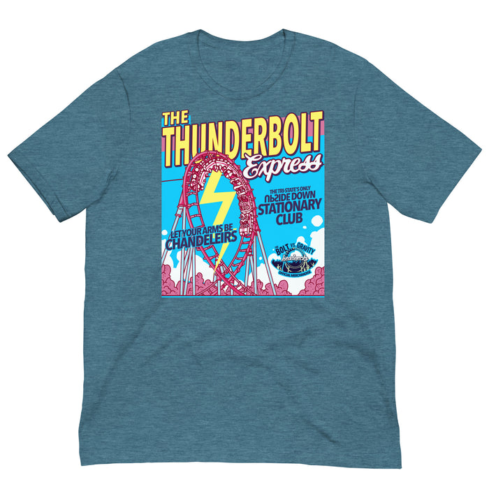 Thunderbolt Express - The Tri-State's ONLY Upside Down Stationary Club! - T-Shirt