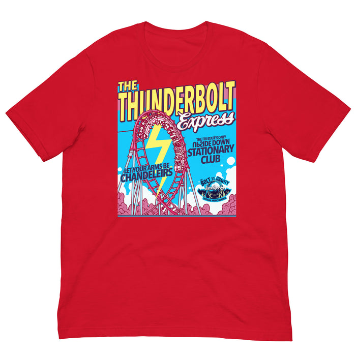 Thunderbolt Express - The Tri-State's ONLY Upside Down Stationary Club! - T-Shirt